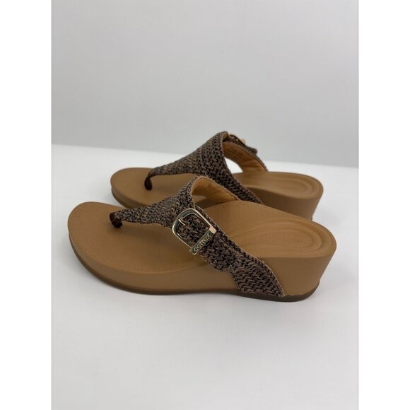 Aetrex Kate Orthotic Arch Support Thong Wedge Sandal Woven Brown EU 38 US 7.5-8 - Picture 3 of 8